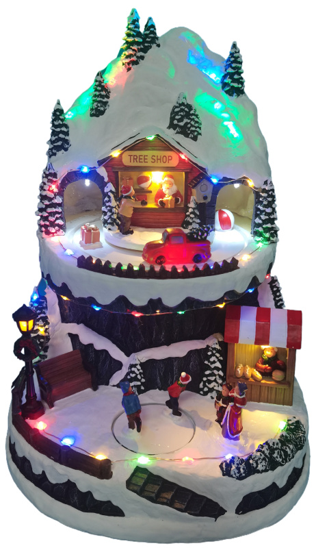 Vánoční scénka s osvětlením a melodií – bruslení BestBerg BBXS-1023 / 24,5 x 23,6 x 34,4 cm