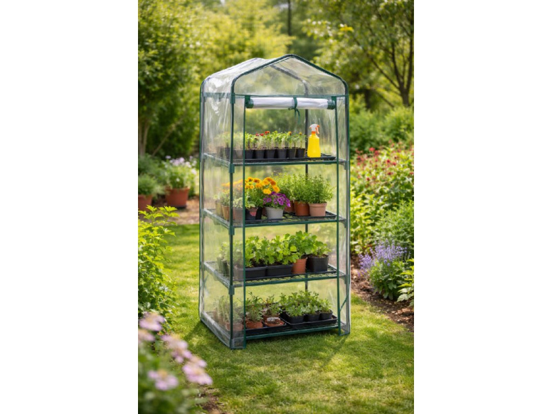 Mini fóliový skleník s policemi BestBerg BBGH-158 / 68 x 49 x 158 cm / černá/transparentní