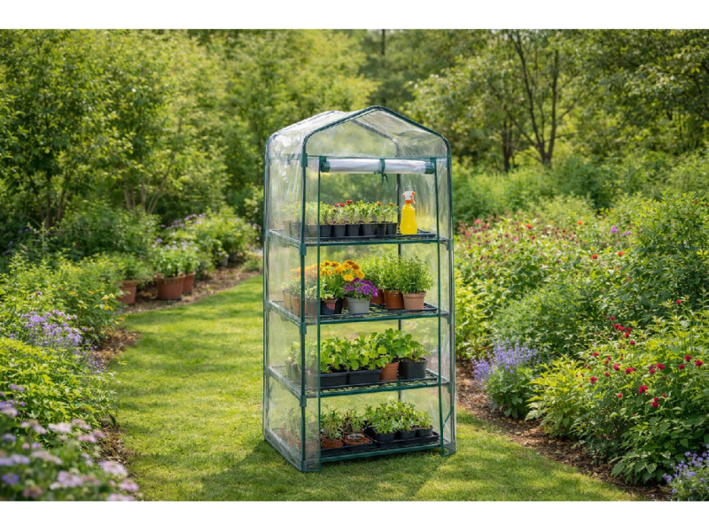Mini fóliový skleník s policemi BestBerg BBGH-158 / 68 x 49 x 158 cm / černá/transparentní