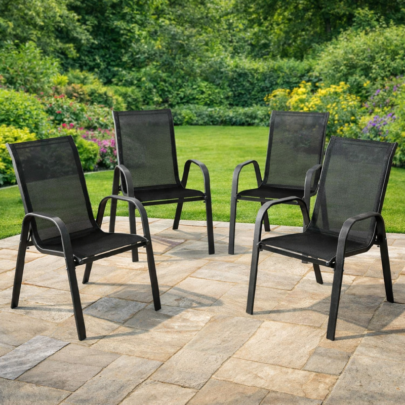 Sada čtyř zahradních křesel BestBerg BBGF-CH4 / 4 ks / antracit