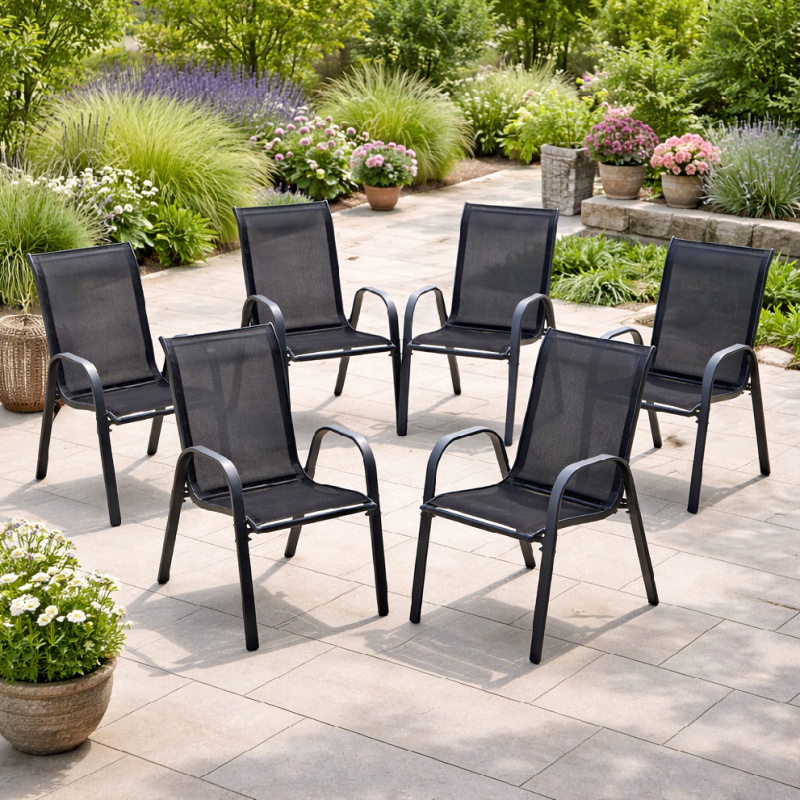 Sada šesti zahradních křesel BestBerg BBGF-CH6 / 6 ks / antracit