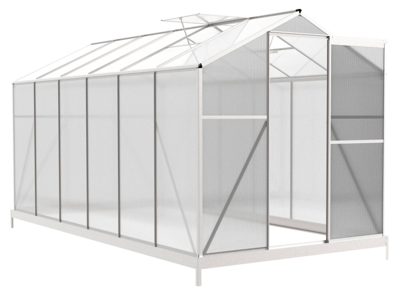 Skleník se základnou BestBerg BBGH-1206S / 7,05 m² / 371 × 190 × 206 cm / stříbrná