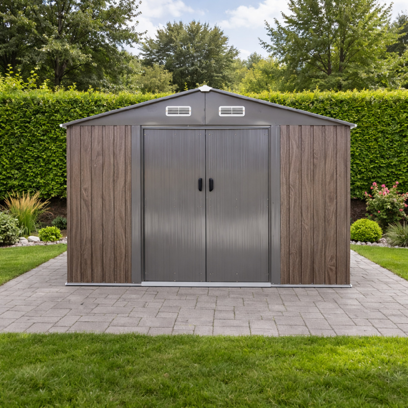 Zahradní domek BestBerg BBSH-1208WT / 10,1 m² / 389 x 260 x 202 cm / bílé dřevo/taupe