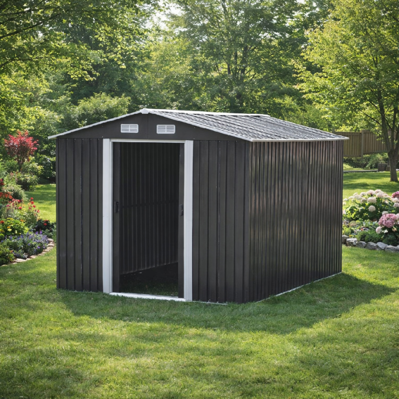 Zahradní domek BestBerg BBSH-1113A / 13,3 m² / 342,5 x 389 x 202 cm / antracit/bílá