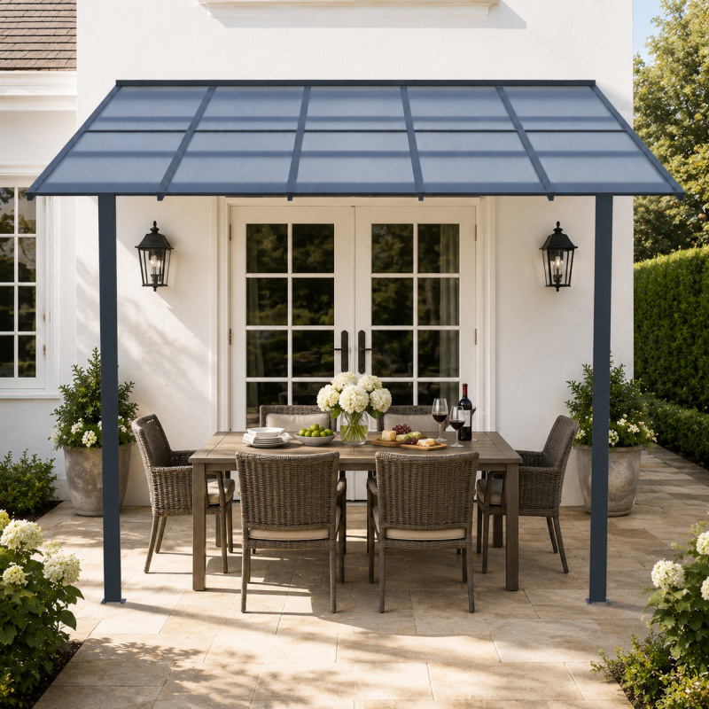 Luxusní zahradní pergola BestBerg PZ-KM1010 / 305 x 313 x 253 cm / antracit/šedá