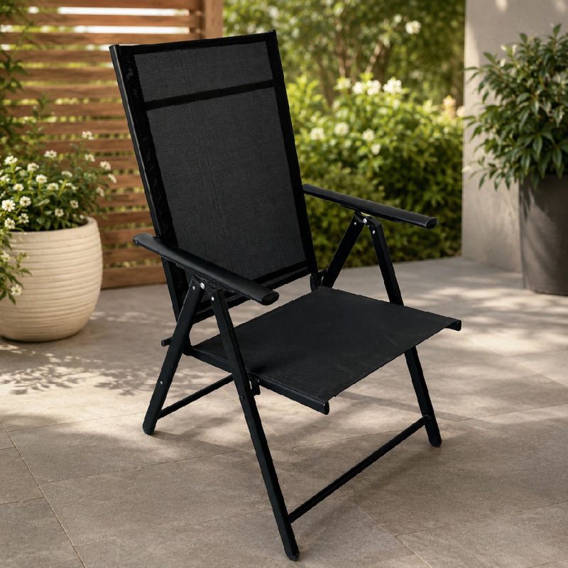 Polohovatelné skládací křeslo BestBerg BBGF-CH7 / 53 x 76 x 103 cm / černá