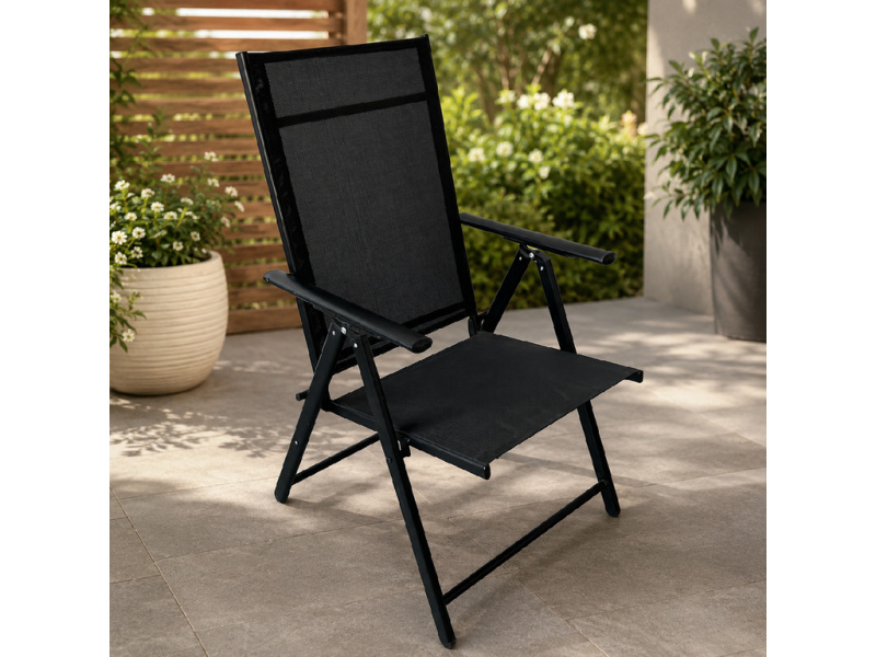 Polohovatelné skládací křeslo BestBerg BBGF-CH7 / 53 x 76 x 103 cm / černá
