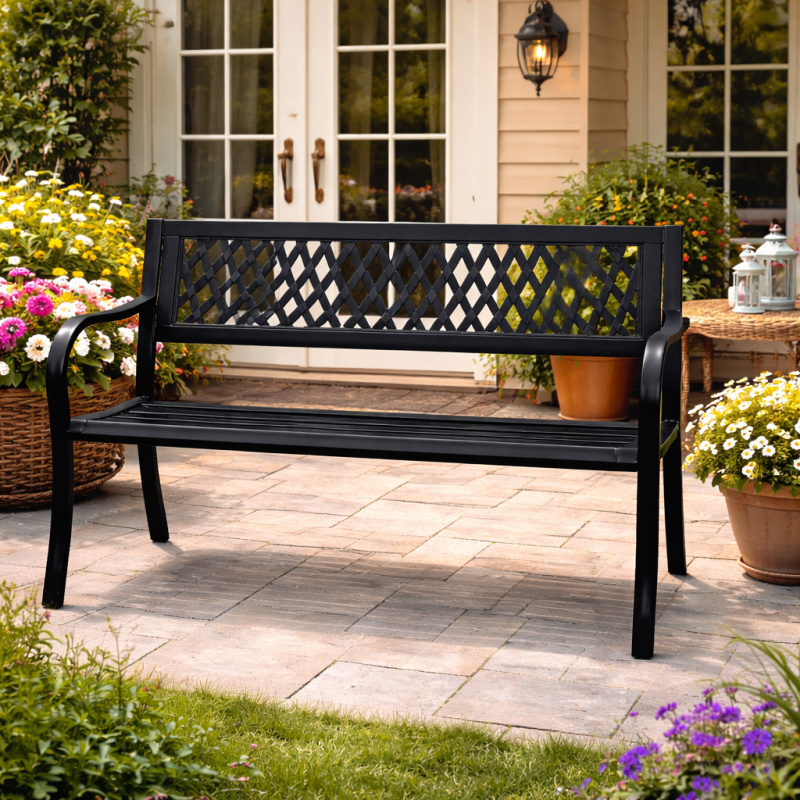 Zahradní lavička BestBerg BBGF-223 / 120 × 50 × 75 cm / černá