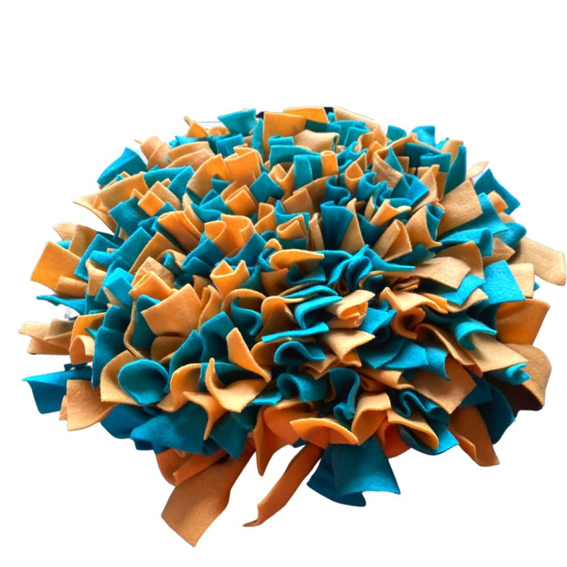 Čmuchacíkoberečky.cz® Čmuchací kobereček extra hustý TMAVĚ TYRKYSOVÝ - ŽLUTÝ 209/30X2