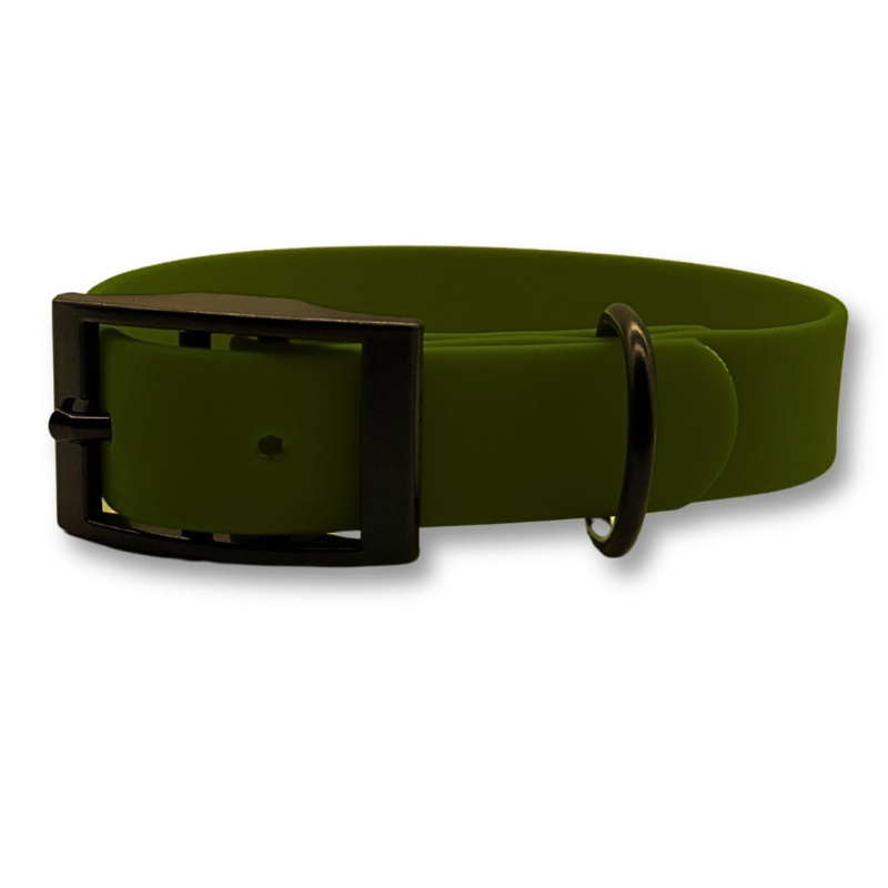 PafDog® Voděodolný gumový obojek pro psy OLIVOVĚ ZELENÝ - šířka 2cm PAF-556