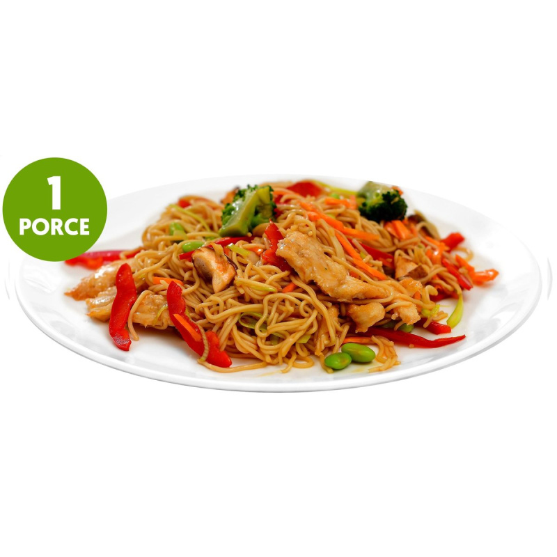 Teriyaki čínské nudle s kuřecím masem a čerstvou zeleninou (set k přípravě hotového jídla)