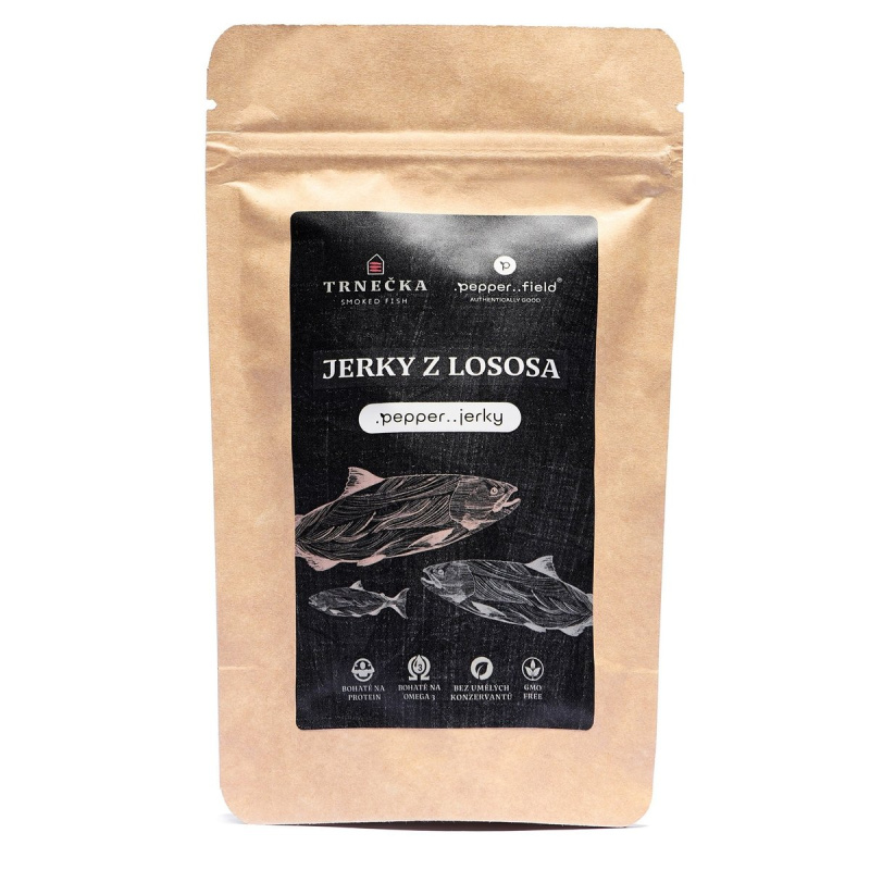 Trnečka Smoked Fish Jerky z lososa s červeným Kampotským pepřem