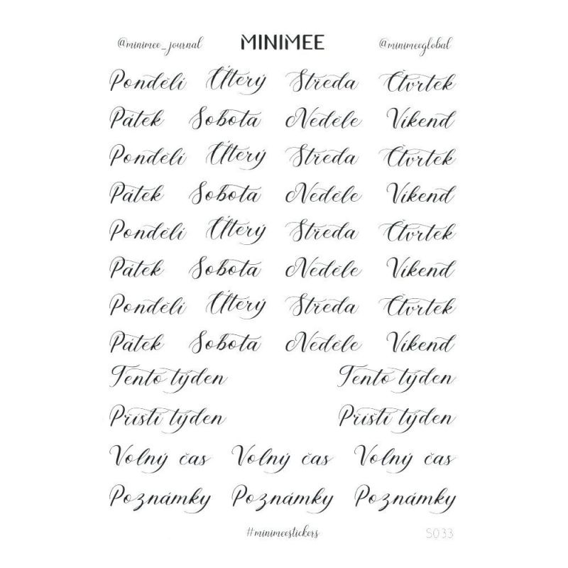 Samolepky A5 - Dny v týdnu