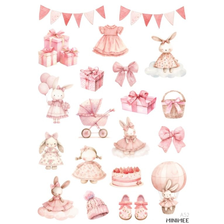 Samolepky A5 - Růžový králíček