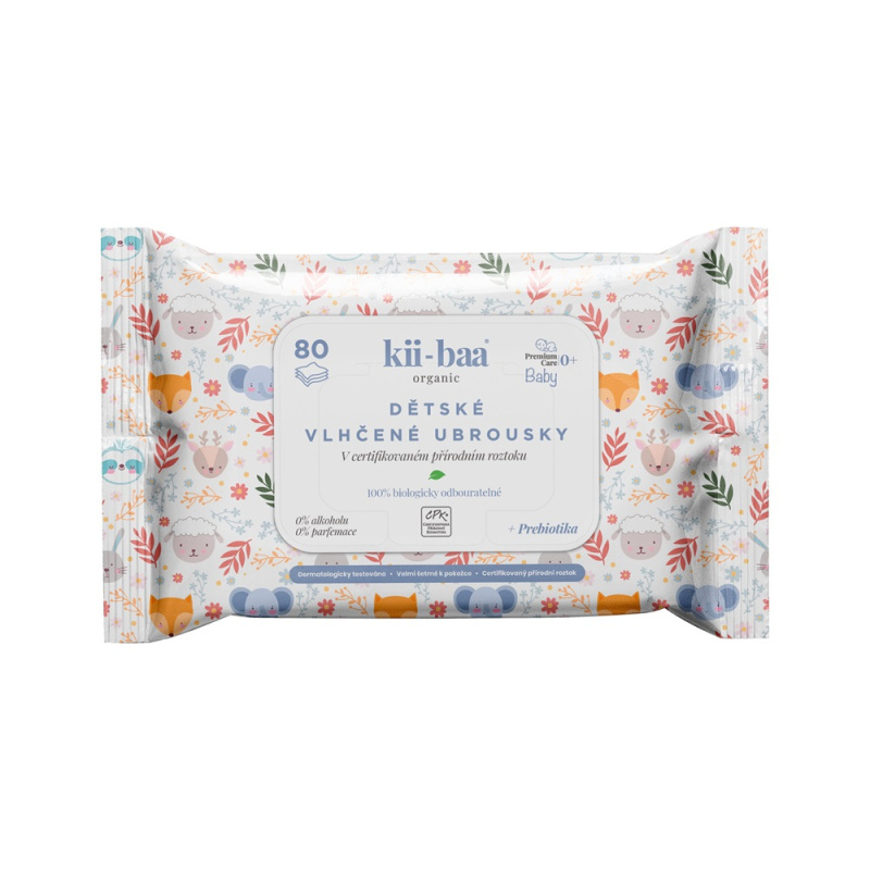 kii-baa® organic Baby Premium Care vlhčené ubrousky pro děti pro citlivou pokožku 80 ks