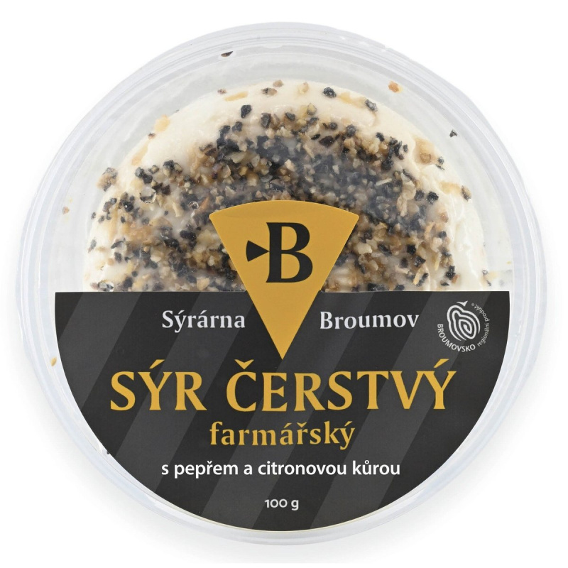 Sýrárna Broumov Sýr čerstvý farmářský s pepřem a citronovou kůrou