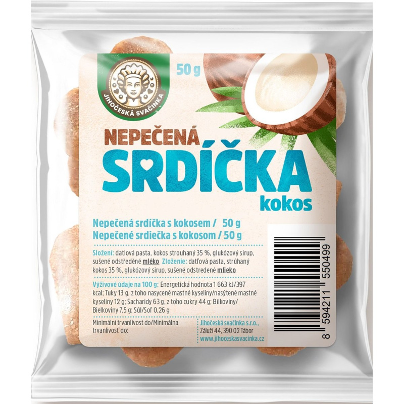 Jihočeská svačinka Ovocná nepečená srdíčka kokos