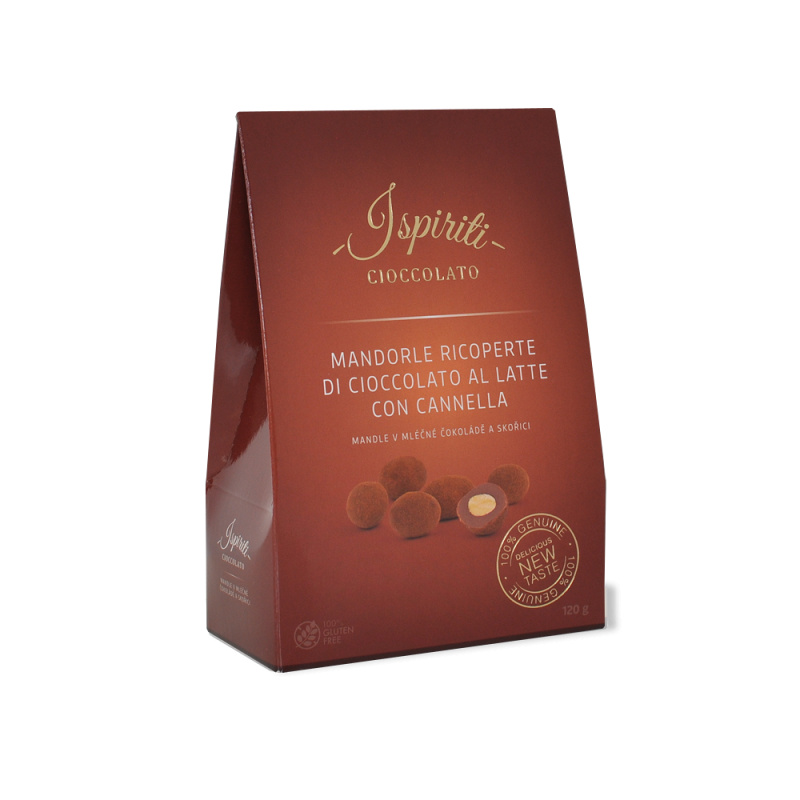 ISPIRITI Mandle v mléčné čokoládě se skořicí 120 g