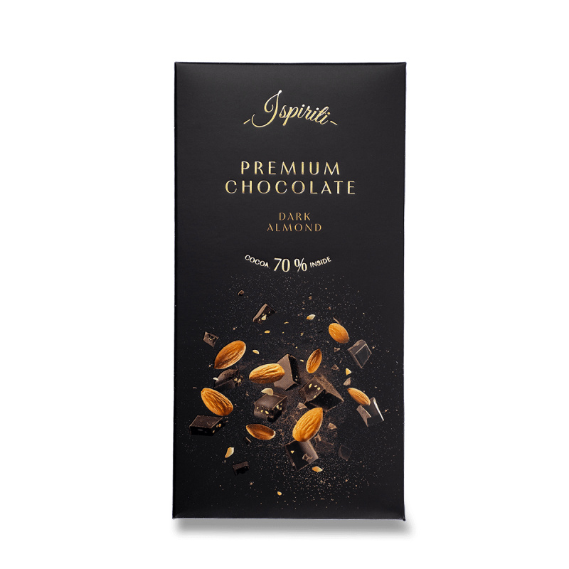 Ispiriti - hořká čokoláda s kousky mandlí - 80 g