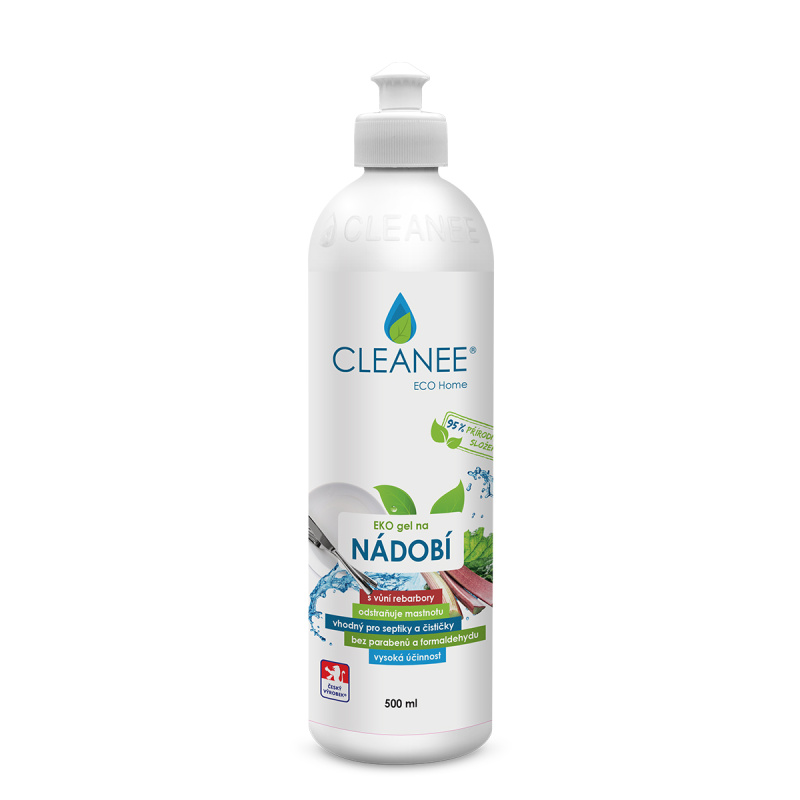CLEANEE EKO Gel na nádobí s dávkovačem s vůní rebarbory EKO CLEANEE 500ml