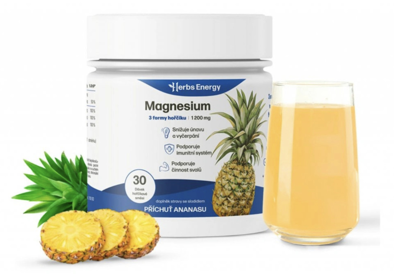 Herbs Energy Magnesium 1200 mg - 3 formy hořčíku Ananas, 30 dávek