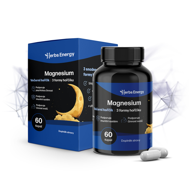 Herbs Energy Magnesium Večerní hořčík, 60 kapslí