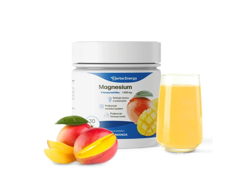 Herbs Energy Magnesium 1200 mg - 3 formy hořčíku, Mango, 30 dávek