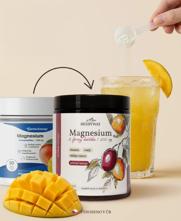Herbs Energy Magnesium 1200 mg - 3 formy hořčíku, Mango, 30 dávek