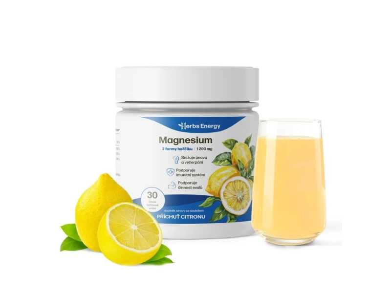 Herbs Energy Magnesium 1200 mg - 3 formy hořčíku, Citron, 30 dávek
