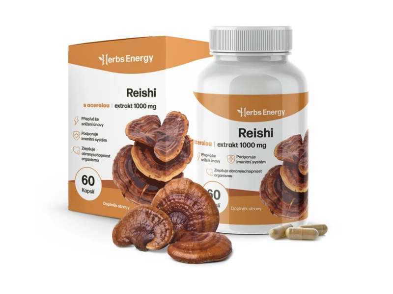 Herbs Energy Reishi Extrakt 1 000 mg + Acerola, 60 kapslí