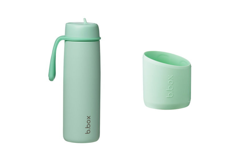 B.BOX Nerezová termolahev s brčkem 690 ml + Silikonový chránič - spearmint