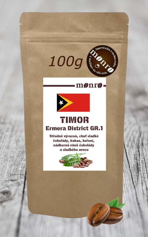 Káva Monro Arabika Timor Emera District Gr.1 zrnková káva 100g
