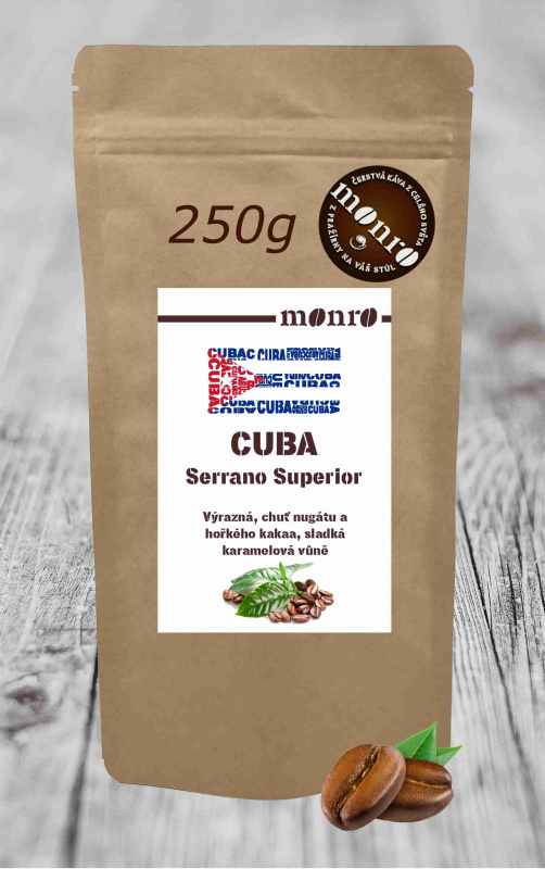 Káva Monro Cuba Serrano Superior čerstvě pražená 100% Arabika 250g