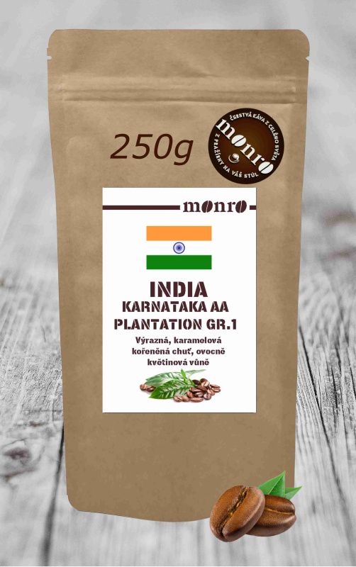 MONRO INDIA KARNATAKA PLANTATION GRADE AA KÁVA ARABIKA 250G