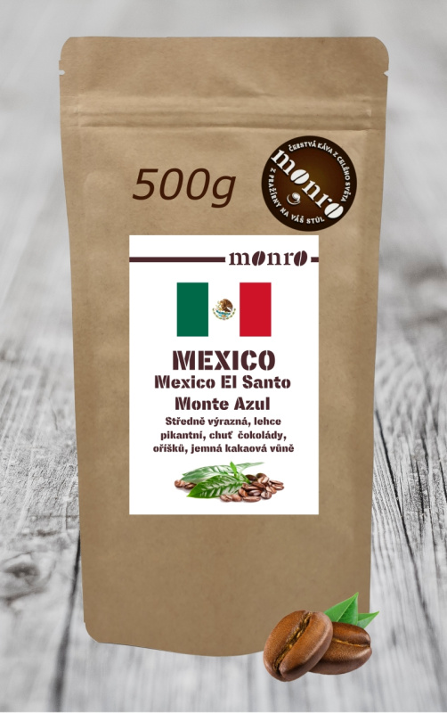 Káva Monro Mexico Finca El Santo Monte Azul zrnková káva 100% Arabika 500g