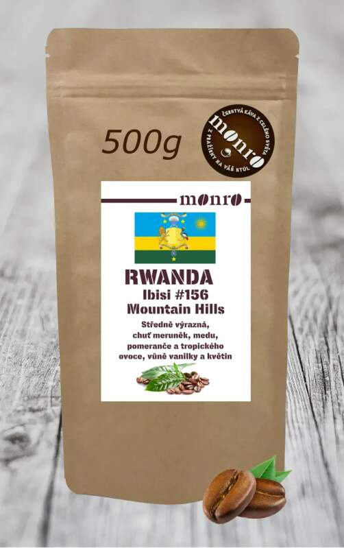 Káva Monro Rwanda Ibisi #156 Mountain Hills zrnková káva Arabika 500g