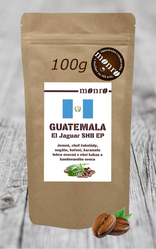 Káva Monro Guatemala El Jaguar SHB EP zrnková káva 100% Arabika 100g