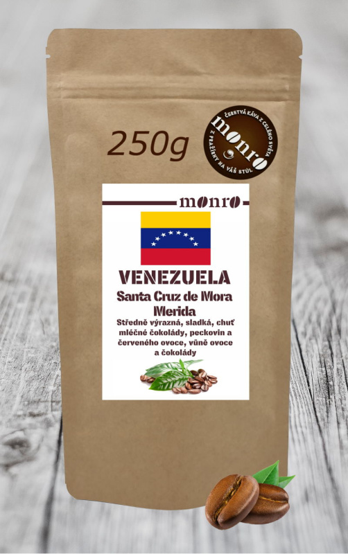 Káva Monro Venezuela Santa Cruz de Mora Mérida zrnková káva 100% Arabika 250g