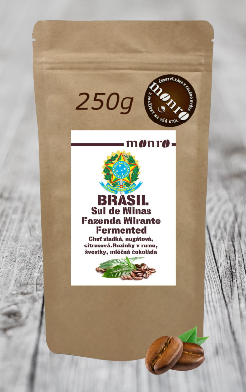 Káva Monro Brasil Fazenda Sul de Minas Mirante fermented zrnková káva 100% Arabika 250g
