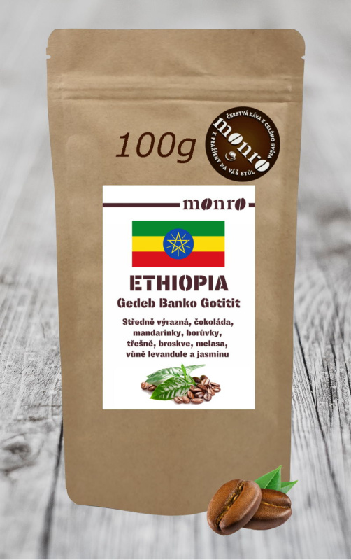 Káva Monro ethiopská káva 100% Arabika Gedeb Banko Gotiti 100g