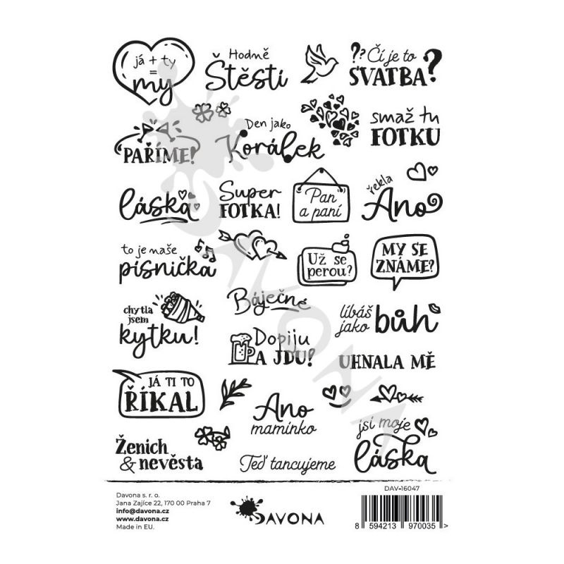 Samolepky A5 jednobarevné - Svatba 1