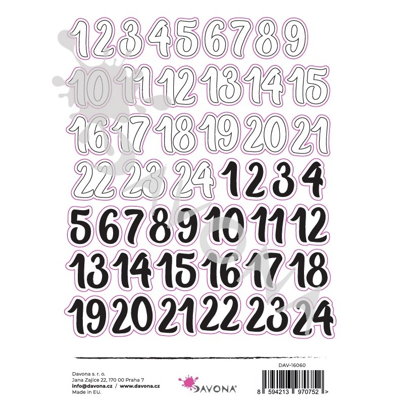 Samolepky A5 jednobarevné - Adventní kalendář