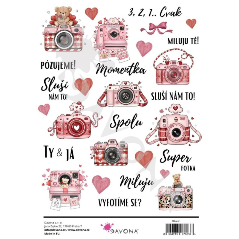 Davona Samolepky průhledné A5 - Valentýn s fotoaparátem