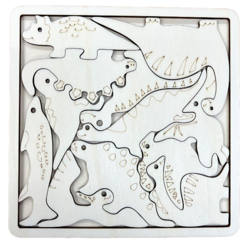 Davona Dřevěné puzzle 12 dílků - Dinosauři