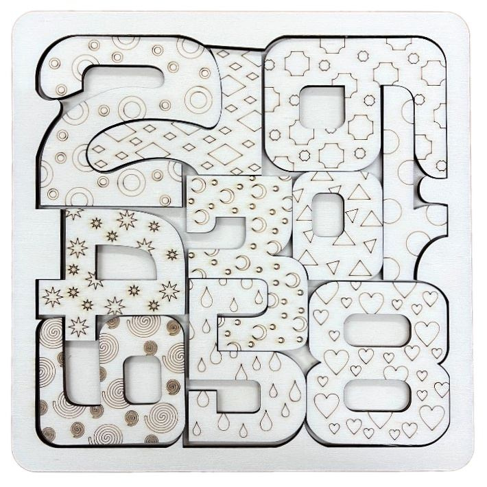 Davona Dřevěné puzzle 10 dílků - Čísla
