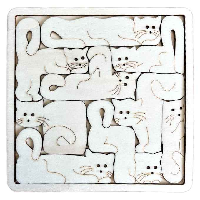 Davona Dřevěné puzzle 9 dílků - Kočky