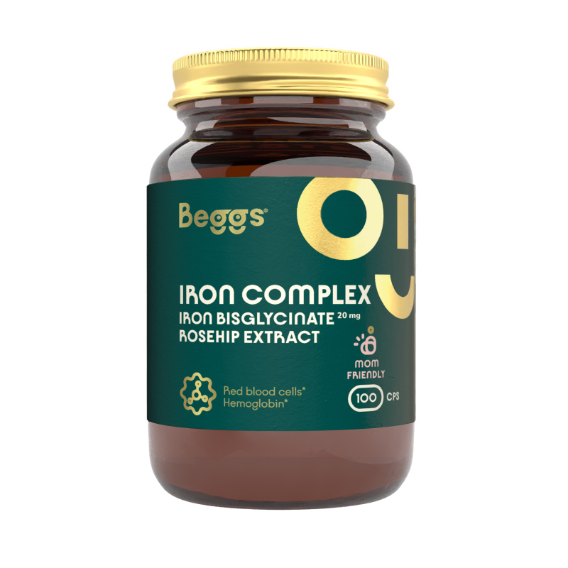 BEGGS Iron bisglycinate 20 mg + rosehip extract 100 kapslí