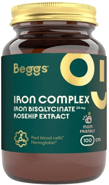 BEGGS Iron bisglycinate 20 mg + rosehip extract 100 kapslí
