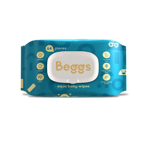 Beggs Aqua Baby Wipes dětské jemné vlhčené ubrousky 64 ks