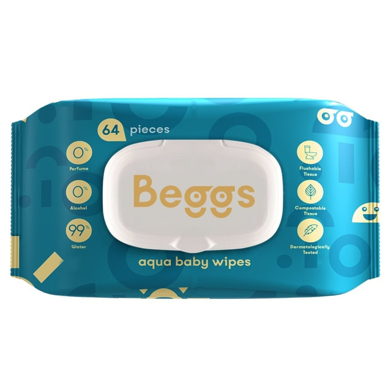 Beggs Aqua Baby Wipes dětské jemné vlhčené ubrousky 64 ks